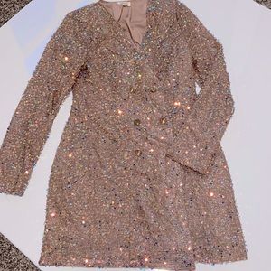 Oversized sequins coat dress